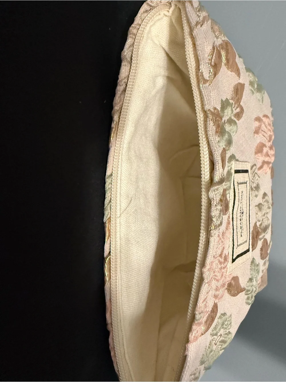 Floral Embroidered Pink Cosmetic Pouch